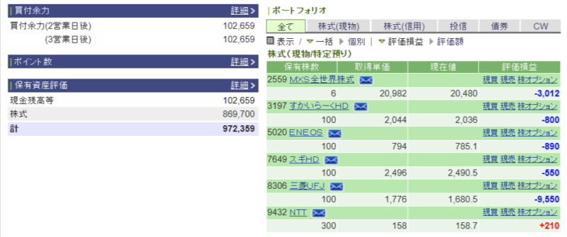 資産運用結果12：2024-07-30（日経+57円）