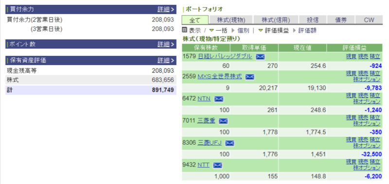 資産運用結果44：2024-09-13（日経-251円）