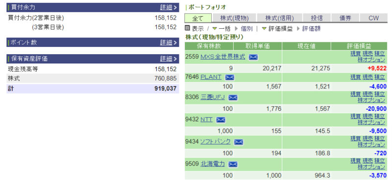 資産運用結果69：2024-10-23（日経-307円）