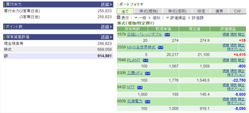 資産運用結果71：2024-10-25（日経-229円）