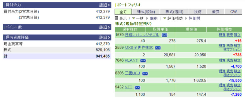 資産運用結果76：2024-11-01（日経-1,027円）